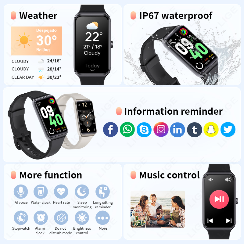 LIGE Couple Smart Wristband Me - مراجعة Smartwatch Latest Watches For Men وسعره