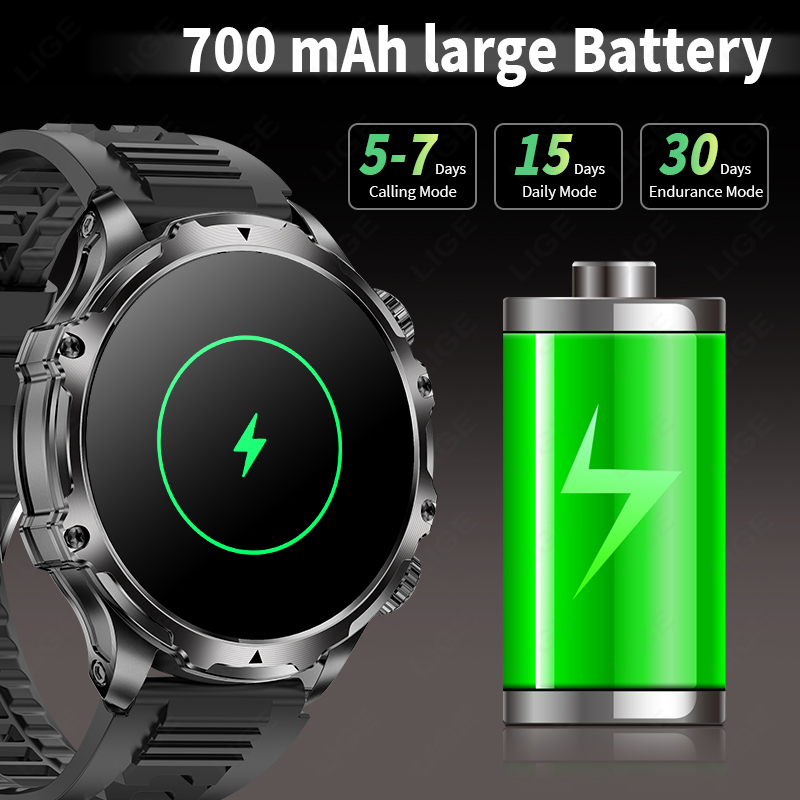 LIGE 700mah Large Battery Flas - مراجعة Smartwatch Latest Watches For Men وسعره