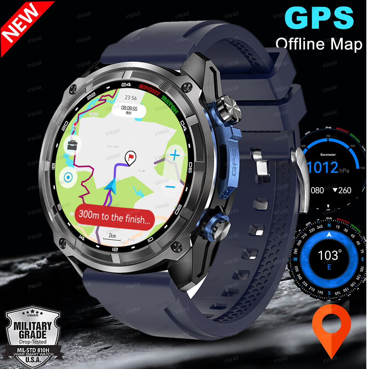 VWAR Offline Maps Smart Watch  - مراجعة Watch Vs Smartwatch وسعره