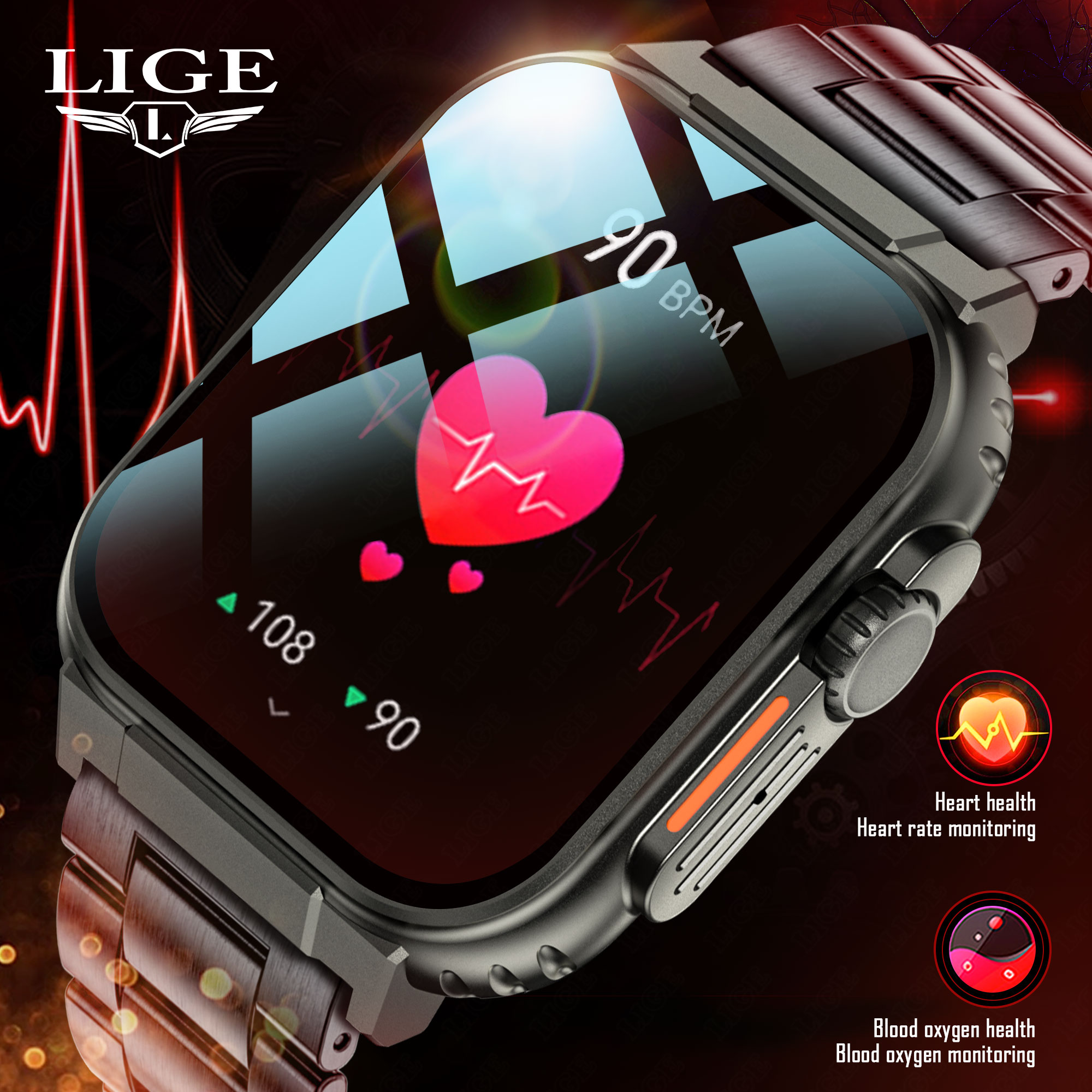 LIGE 600mAh Military Outdoor S - مراجعة Smartwatch Latest Watches For Men وسعره