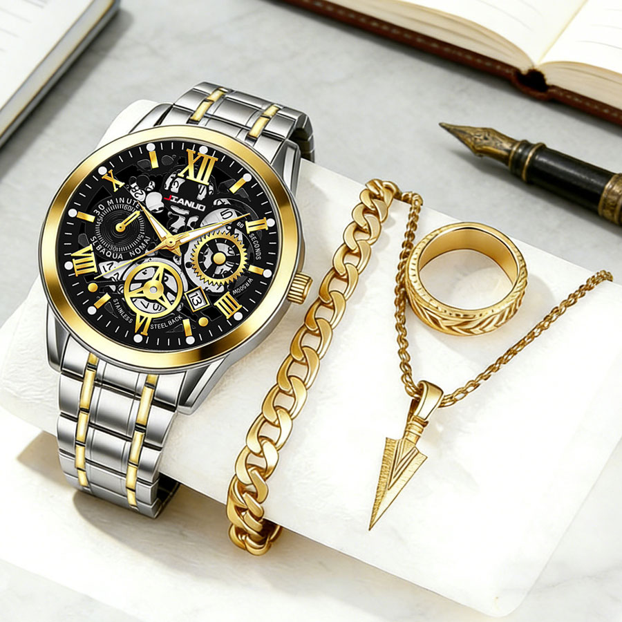 Business luxury men's steel ba - مراجعة Smartwatch Ring Watches وسعره