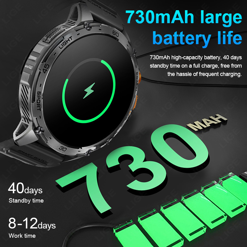 LIGE 730mAh Large Battery Ultr - مراجعة Smartwatch Latest Watches For Men وسعره