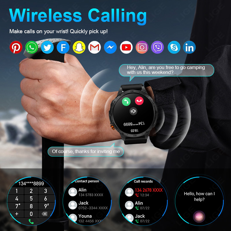 LIGE 730mAh Large Battery Ultr - مراجعة Smartwatch Latest Watches For Men وسعره