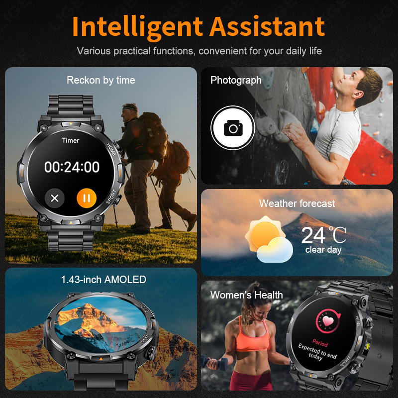 LIGE Outdoor Sports Smart Watc - مراجعة Smartwatch Latest Watches For Men وسعره