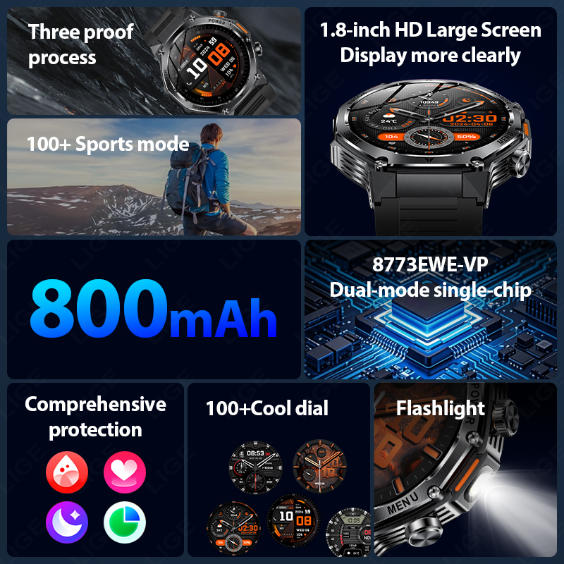 LIGE New Men 800mAh Ultra Long - مراجعة Smartwatch Latest Watches For Men وسعره