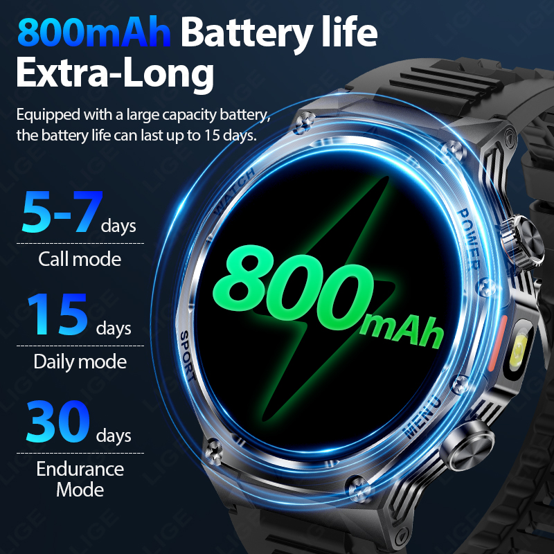 LIGE New Men 800mAh Ultra Long - مراجعة Smartwatch Latest Watches For Men وسعره