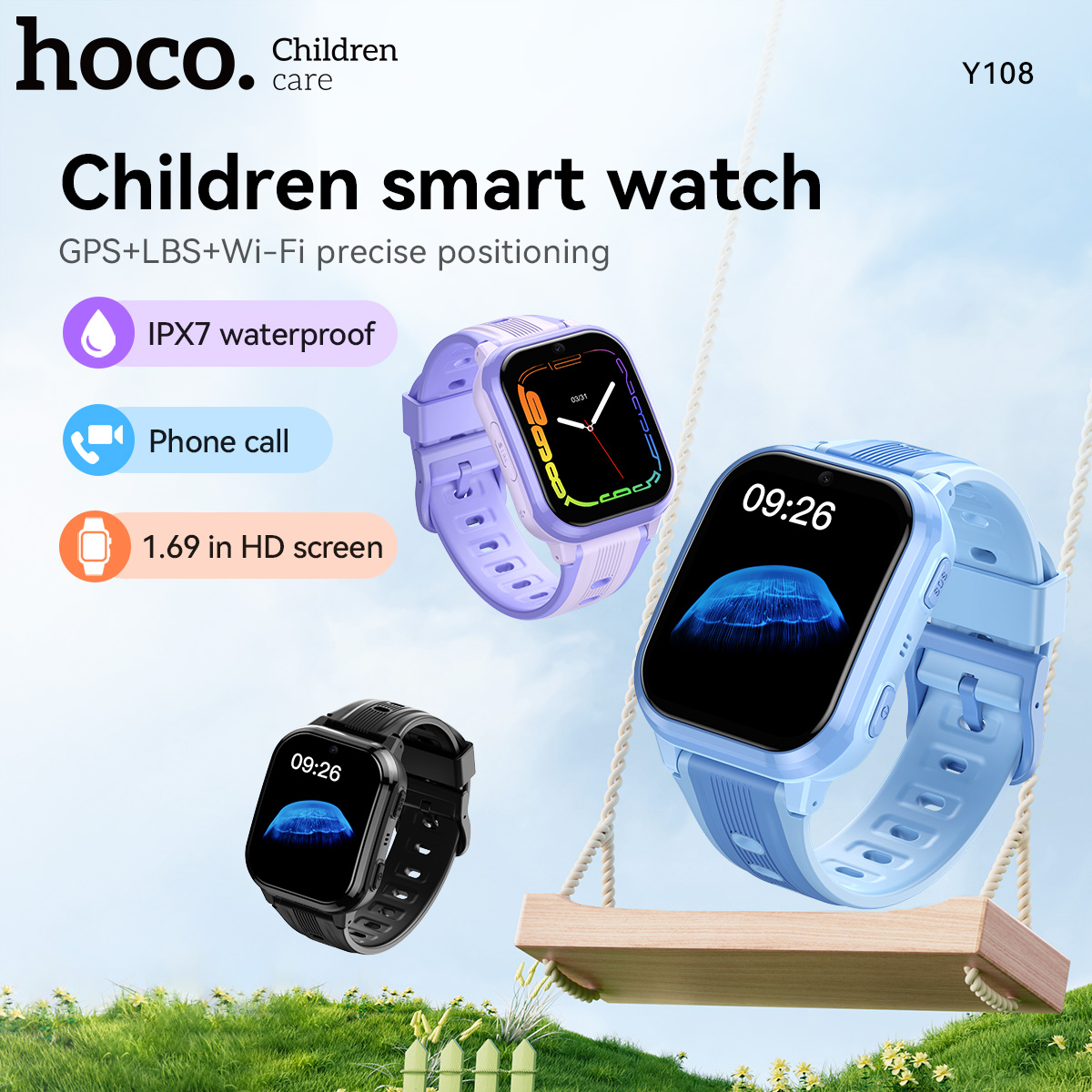 HOCO Y108 1.69inch HD LCD Curv - مراجعة Smartwatch Watches For Kid Boy Waterproof وسعره